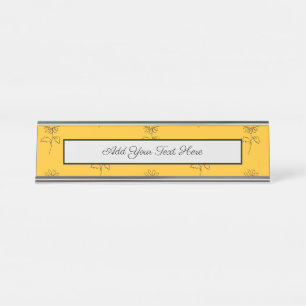 Abstract Sunflower Continuous Line Artistic Art Desk Name Plate