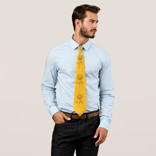 Abstract Sunflower Continuous Line Artistic Art Tie (In Situ)
