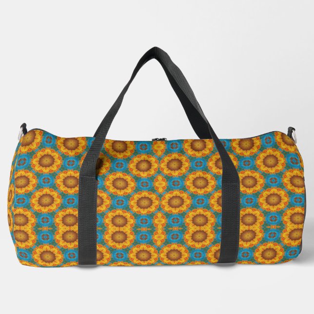 Abstract Sunflower Geometric Design Duffel Bag (Front)