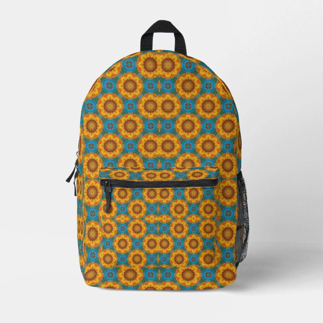 Abstract Sunflower Geometric Design Duffel Bag (Front)
