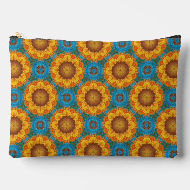 Abstract Sunflower Geometric Design Make-Up Bag (Front)