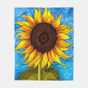 Abstract Sunflower Painting Fleece Blanket