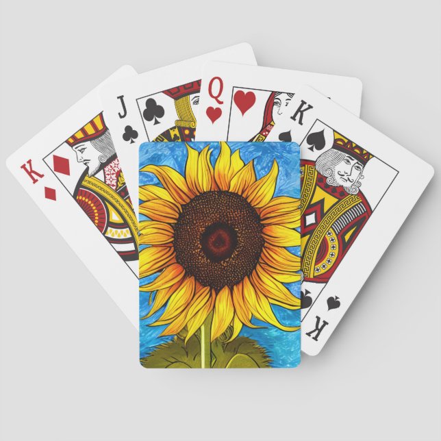 Abstract Sunflower Painting Playing Cards (Back)