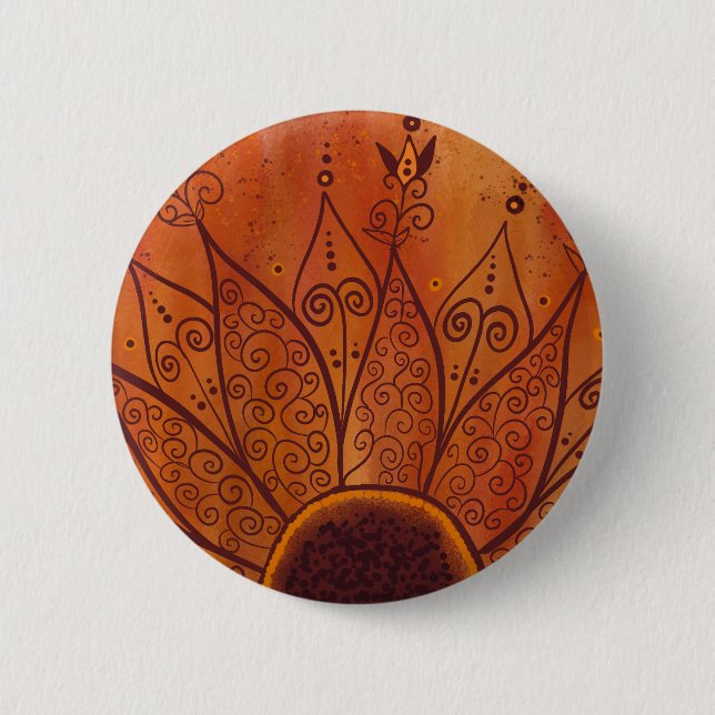 Abstract Sunflower Pattern 6 Cm Round Badge (Front)