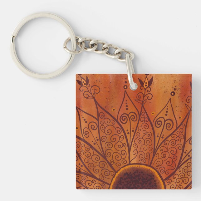 Abstract Sunflower Pattern Key Ring (Front)