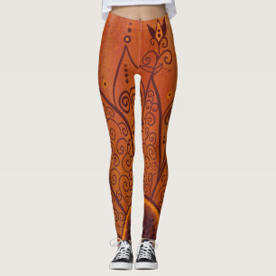 Abstract Sunflower Pattern Leggings