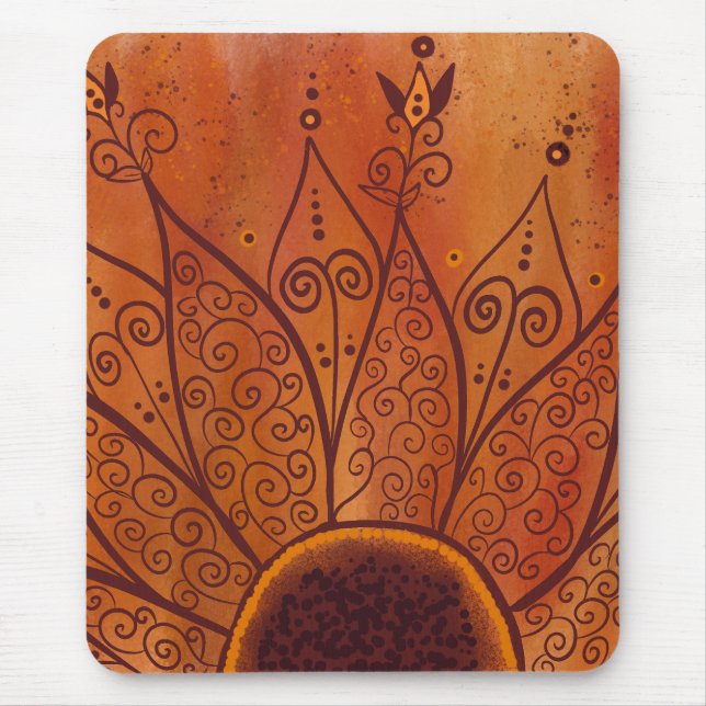 Abstract Sunflower Pattern Mouse Pad (Front)