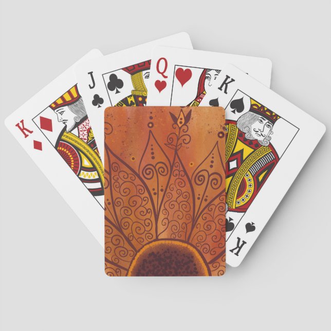 Abstract Sunflower Pattern Playing Cards (Back)