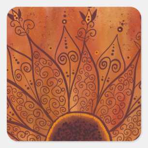 Abstract Sunflower Pattern Square Sticker