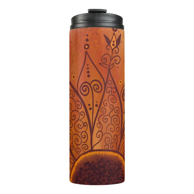 Abstract Sunflower Pattern Thermal Tumbler (Front)