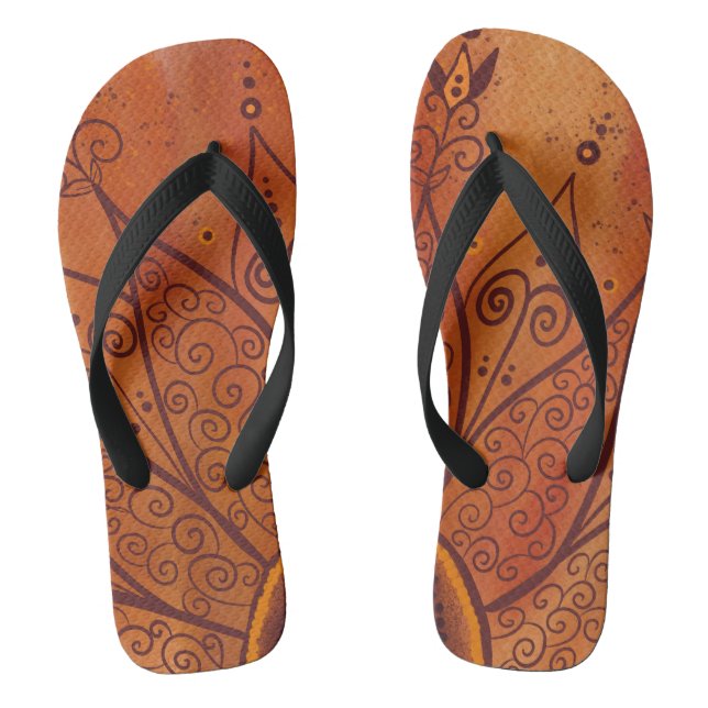 Abstract Sunflower Pattern Thongs (Footbed)