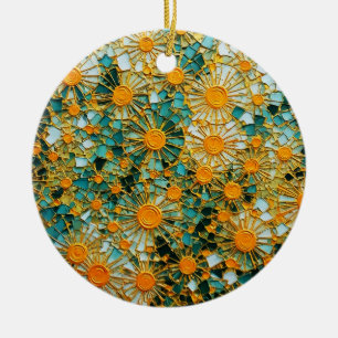 Abstract Sunflowers 102 Ceramic Ornament