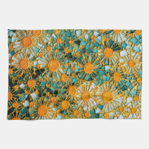 Abstract Sunflowers 102 Tea Towel