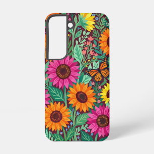 Abstract Sunflowers Butterflies Samsung Cases