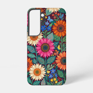Abstract Sunflowers Butterflies Samsung Cases