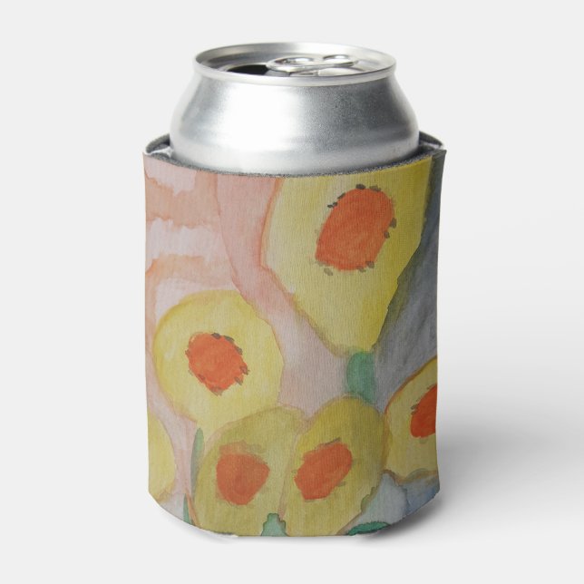 Abstract Sunflowers Can Cooler (Can Front)