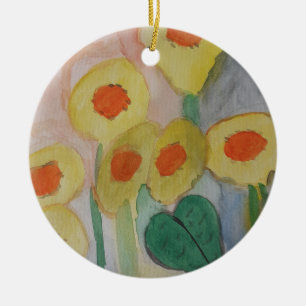 Abstract Sunflowers Ceramic Ornament