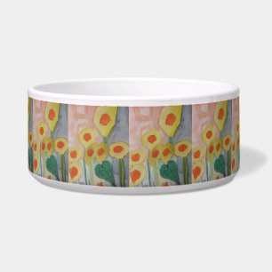 Abstract Sunflowers Ceramic Pet Bowl
