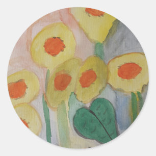 Abstract Sunflowers Classic Round Sticker