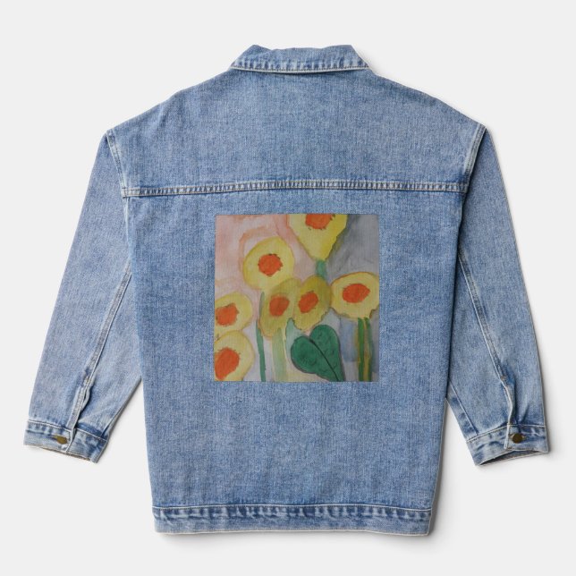 Abstract Sunflowers Denim Jacket (Back)