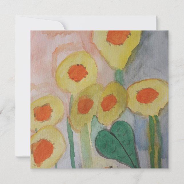 Abstract Sunflowers Flat Greeting Card (Front)