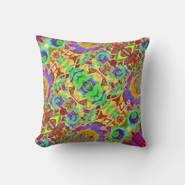 Abstract sunflowers | funky retro flowers   cushion (Front)