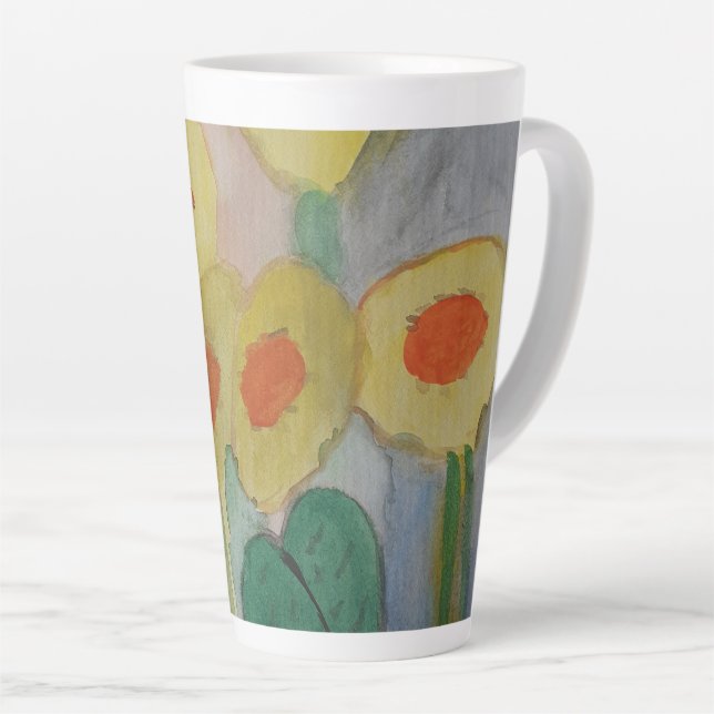 Abstract Sunflowers Latte Mug (Right Angle)
