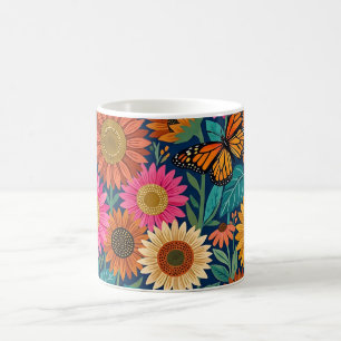 Abstract Sunflowers Monarch Butterfly Coffee Mug