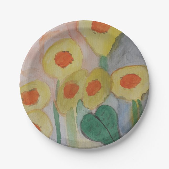 Abstract Sunflowers Paper Plate (Front)