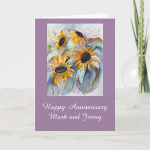 Abstract Sunflowers Personalized Anniversary Card