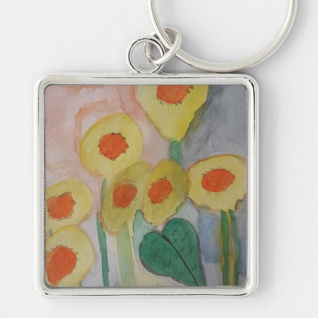 Abstract Sunflowers Premium Key Ring (Front)