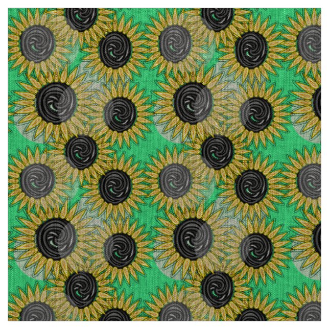 Abstract sunflowers summer mood fabric (Swatch)