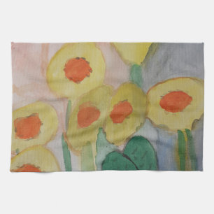 Abstract Sunflowers Tea Towel