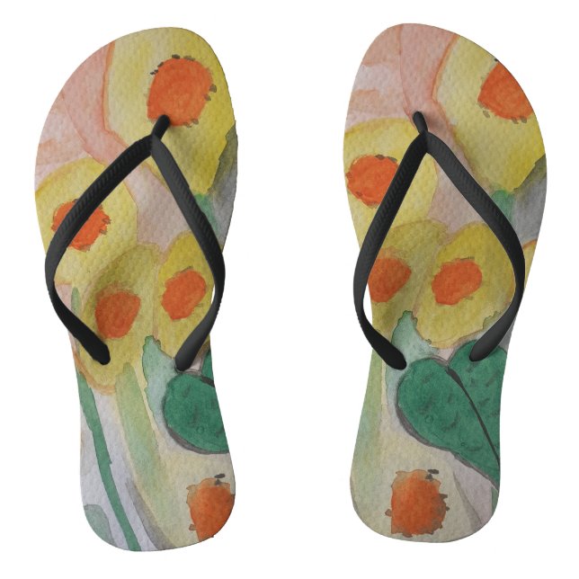 Abstract Sunflowers Thongs (Footbed)