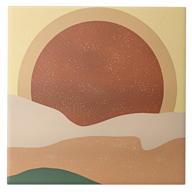 Abstract Sunrise, minimalism, Ceramic Tile (Front)