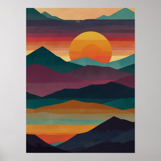 Abstract Sunrise Peaks Poster (Front)