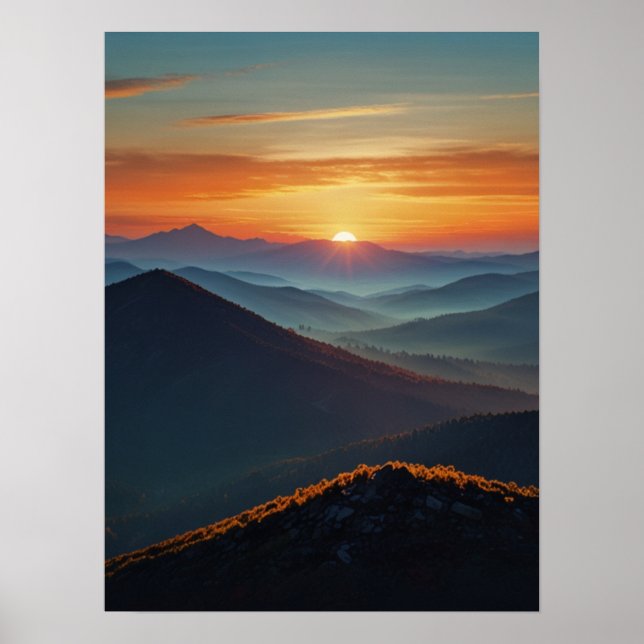 Abstract Sunrise Peaks Poster (Front)