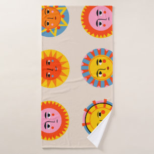 Abstract suns: ethnic seamless pattern. bath towel