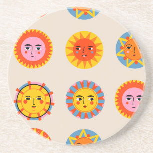 Abstract suns: ethnic seamless pattern. coaster