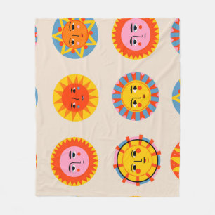 Abstract suns: ethnic seamless pattern. fleece blanket