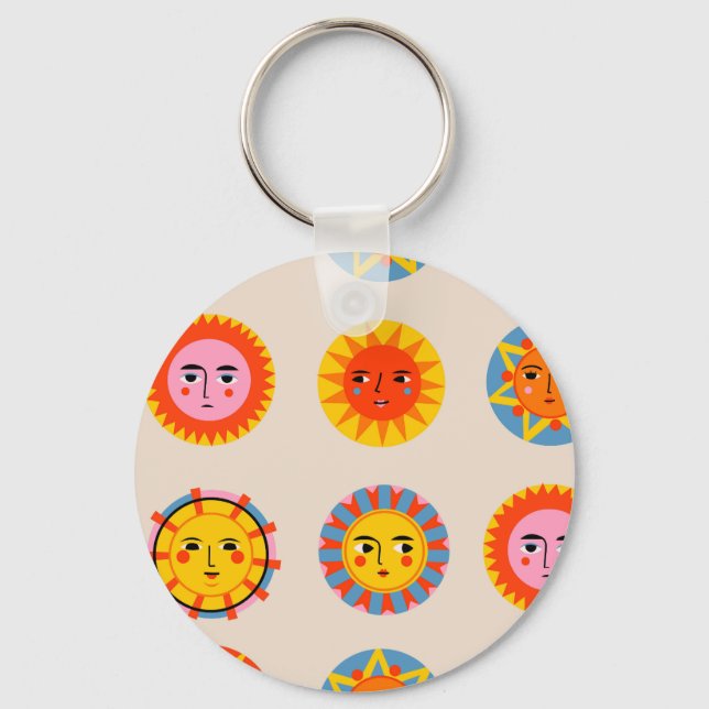 Abstract suns: ethnic seamless pattern. key ring (Front)
