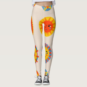 Abstract suns: ethnic seamless pattern. leggings