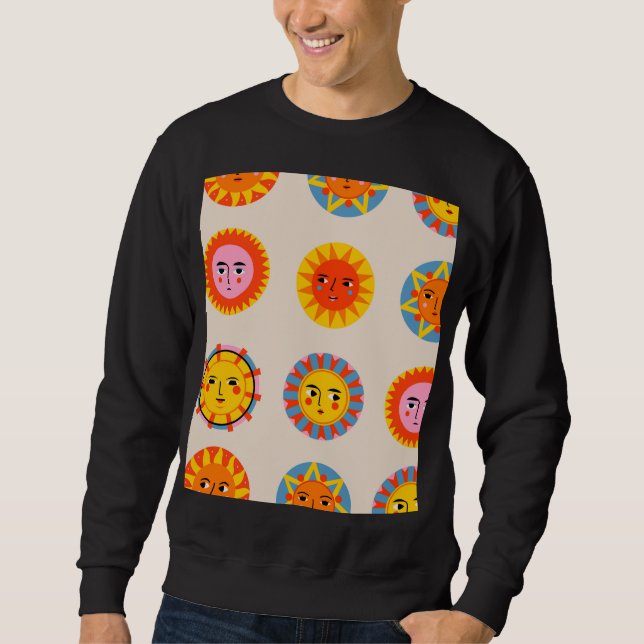 Abstract suns: ethnic seamless pattern. sweatshirt (Front)