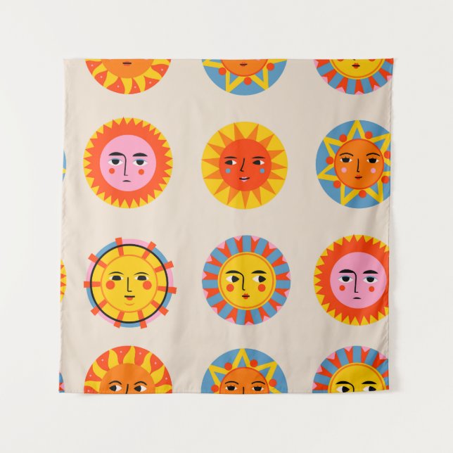 Abstract suns: ethnic seamless pattern. tapestry (Front)