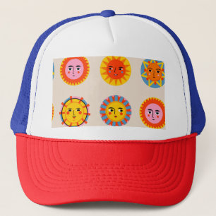 Abstract suns: ethnic seamless pattern. trucker hat