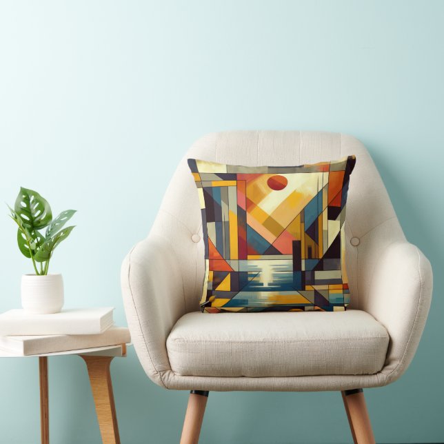Abstract sunset art design cushion (Chair)