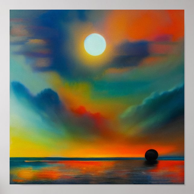 Abstract Sunset At The Port Poster (Front)