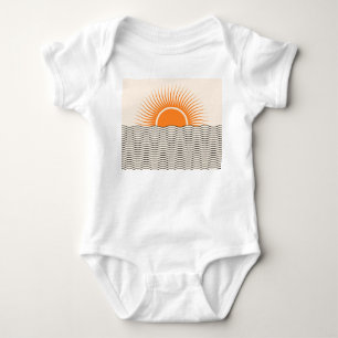 Abstract sunset: geometric boho decor. baby bodysuit