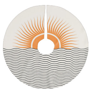 Abstract sunset: geometric boho decor. brushed polyester tree skirt