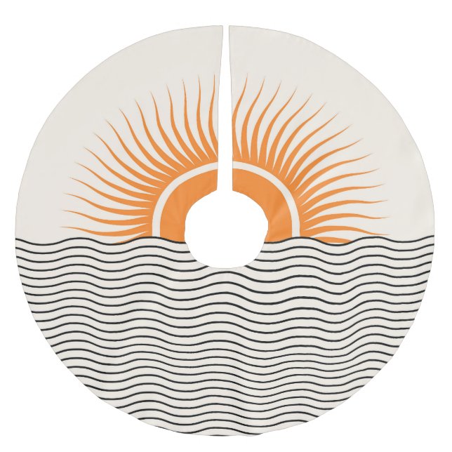 Abstract sunset: geometric boho decor. brushed polyester tree skirt (Front)